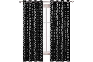 ‎DECONOVO Deconovo Kälteschutzvorhang für Schlafzimmer Blickdichte Gardinen Vorhang für Wohnzimmer, 183x140 cm(HöhexBreite), Schwarz, 2er Set