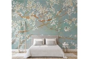 MUNXIN WALLPAPER Papier Peint Panoramique 3D Style Nordique De Fleurs De Cerisier Peintes À La Main Moderne Papier Peint 3D Intissé Décoration Murale