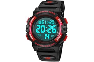 aswan watch Reloj Digital para niñas y niños con cronómetro, Calendario, Despertador y luz-Reloj Infantil Deportivo con Correa de Silicona-S/M
