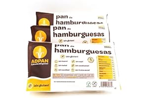 Pain pour Hamburger Adpan Sans Gluten et sans Allergènes. Pain mou Grillé sans Produits Laitiers. Pain à Burger Végétalien sans Pépins. Lot de 3 paquets
