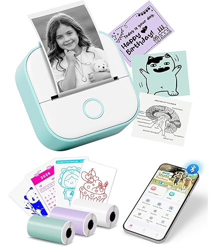 GuKKK Mobiele A4-printer voor onderweg - thermische printer draadloze Bluetooth mobiele telefoon printer - ondersteunt thermisch papier in 210 x 297 mm formaat - compatibel met iOS en Android