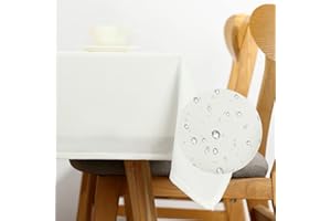 CALIYO Obrus o wyglądzie lnu, zmywalny, lniany bieżnik na stół, prostokątny, wodoszczelny (biały; 140 x 300 cm)