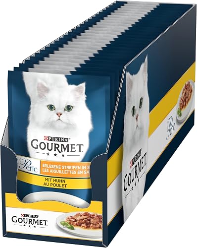 Purina Gourmet Perle Exquisite Stripes Wet Cat Food with Chicken, Pack of 26 (26 x 85 g)