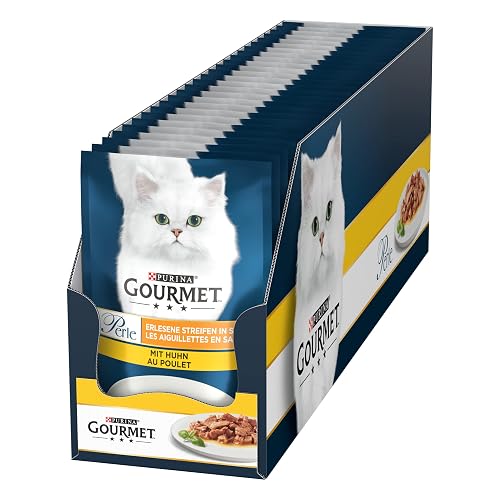 Purina Gourmet Perle Exquisite Stripes Wet Cat Food with Chicken, Pack of 26 (26 x 85 g)