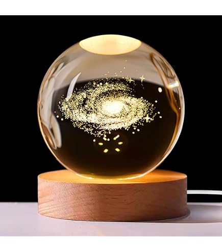 Giove Jupiter 3D Kristallkugel Mit Sockel & USB-LED – Planetendeko Mit Geschenkbox, 8 Cm