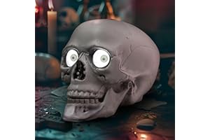 JOYIN Halloween Skull Table Centerpiece Decoration, Scary Skull Table Centerpiece Prop with Flashing Eyes & Moving Eyeballs for Halloween Indoor, Party Decoration, Halloween Haunted House Decorations