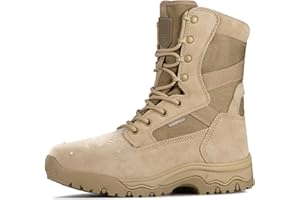 FREE SOLDIER Botas Tácticas para Hombre 8 Pulgadas Botas de Combate Ligeras Botas de Trabajo Militares de Cuero de Ante Duraderas Botas para el Desierto