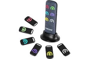 Schlüsselfinder mit dünneren Empfängern und fortschrittlicher Stofffernbedienung, Simjar 80 dB+ RF Item Locator mit 131 Fuß Reichweite, 1 RF-Sender und 6 Empfängern