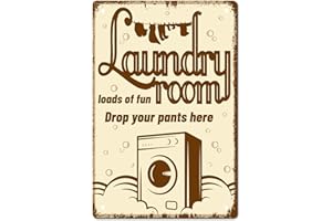 CREATCABIN Buanderie Plaque en Étain Rétro Vintage Métal Décoration Murale Décoration Art Mural pour Maison Jardin Cuisine Bar Pub Salon Bureau Garage Affiche Plaque 12 x 8 Pouce