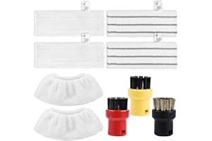 WOKEEPOW 9 Stück Mikrofaser-Tuchset, Zubehör Kompatibel für Kärcher Dampfreiniger Easyfix SC2 SC3 SC4 SC5(2 Mikrofaser Bodentücher + 2 Schleiftüch + 2 Handdüsentüch + 3 Rundbürsten)