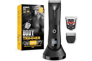 Rasoio elettrico da uomo Kibiy, con luce LED e indicatore, IPX7, impermeabile da uomo, con lama in ceramica extra anti-taglio, ricaricabile, tipo C