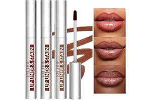 PETANSY Peel OffLip Stain Tattoo Set 3 Farben Liner Removable Matte Finish Waterproof Transfer-proof Highly Pigmented Color Lip Makeup (A, 3 Colors/Set)