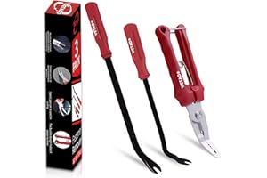 Wetado Clip Remover Tool, 3Pcs Plastic Trim Panel Removal Tool Clip Pliers Set & Fastener Removal Tool, Auto Trim Removal Tool Kit Auto Upholstery Combo Repair Kit for Car Door Panel Dashboard - Red