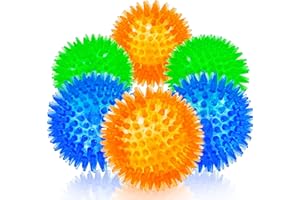 yenlk Squeaky Dog Ball Toys, 6 Pack -Dogs Chew Spiky Ball, Floatable Dog Pool toy, Toss Fetch Toys for Puppy, Rubber TPR Dog Chew Toys for Boredom, Teeth Cleaning for Small and Medium Dogs