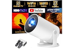 [Built-in Apps & Auto Keystone] AKIYO O2 Projector 2026 Upgraded 18000 Lumen with WiFi6 and Bluetooth 5.4, Mini Projector 1080P Full HD Supported, 180° Rotation Compatible with HDMI/USB/Laptop/PS5