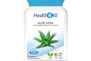 Health4All Aloe Vera Gel Extract 6000mg 90 Capsules, Digestive Health Detox Supplement, Support for Leaky Gut, Acid-Alkaline and pH Balance, Pure Vegan Cleanse Capsules (not Tablets) | Made in UK