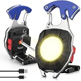 Mini flashlight, COB keychain, flashlight, 7 modes, USB rechargeable work lamp, 800 lumens, multi-function, portable
