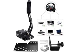 CNRAQR PC/PS4/PS5 Racing Game USB Handbrake 16Bit SIM for Racing Games, Compatible with Logitech G29 Simulate Linear Handbrake Realize Switch Control（With Fixing Clip and Plate