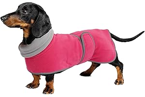 Geyecete dachshund coat with Warm Thermal Quilted, Dog miniature dachshund coats with Warm Fleece Lining, Outdoor Dog Apparel with Adjustable Bands-Pink-S