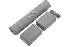 ‎MYGA Myga Yoga-Starter-Set – Yogamatte, 2 Yoga-Blöcke und Yogagurt – Starter-Set mit Matte, 2 Steinen & Metall-D-Ring-Gürtel für Anfänger in Yoga, Pilates & Fitness
