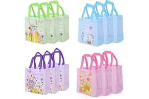 HBell 12 Stück Oster-Geschenktüten,Wiederverwendbare Tragetasche mit Griff,Hasen,Osterei,Vliesbeutel,faltbar, wasserabweisend,Leckerli-Taschen für Oster-Partyzubehör (Style-C)