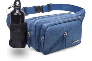 REETEE Marsupio Donna Uomo Marsupio Sportivo con Portaborraccia Marsupio Trekking Impermeabile per Corsa, Campeggio, Viaggio, Escursionismo e Outdoor Sportivo (blu)