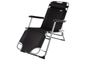 AKTIVE Chaise Longue de Plage Pliable et inclinable 2 Positions Noire, Dimensions 47 x 95 x 75 cm, Poids Maximum 110 kg, matériau Acier et Polyester, Anti-retournement, chaises Longues et hamacs de