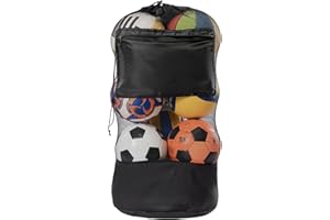 AMFUN Extra Große Ballnetz, Große Tasche aus Netzgewebe, Tragbare Ballnetz Sports Ball Ballnetz, mit Kordelzug und Schultergurt, für Fußball Basketball Fußball Volleyball Rugbyball