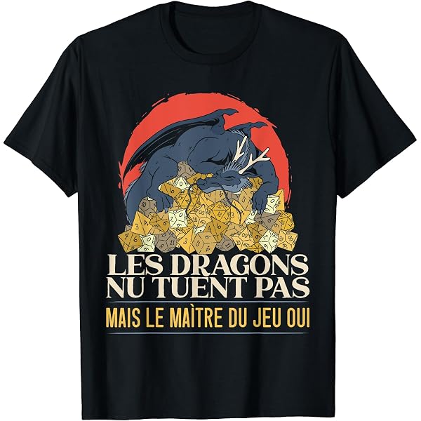 T-Shirt Jeu De Rôle Fantastique – Épée En Dés Polyédriques – Coupe Classique, Léger, Manches Doublées
