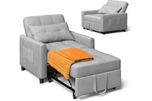 Xbro Poltrona Letto Singolo 3 in 1, Schienale Regolabile, Divano Relax Salvaspazio con Borsa Integrata per Appartamento/Camera da Letto