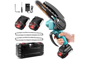 AOSTOK Mini Motosega a Batteria, Motosega a Batteria 6" 2 batterie, Potente motore in rame puro da 800W 21V, Motosega Elettrica a Batteria per Potatura per Tagliare Legno,Giardino Albero