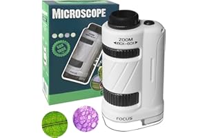 Jesmerizing Microscope Enfant Portable 60X-180X,Mini Microscope Portatif pour Enfants et étudiants(Noir)