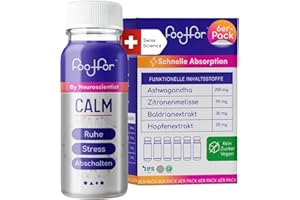 FOODFOR CALM Gaba Shot 60ml – Baldrian, Ashwagandha, Zitronenmelisse, Hopfen – Fördert Entspannung, Innere Ruhe & Stress Ruhepol – Zuckerfrei, Vegan, Schweizer 6-Pack – Kein Melatonin