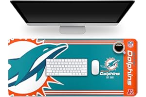 FOCO NFL Official Established Primary Logo Wordmark Home Office Desk Pad Mouse Pad Mat 35" x 16" (Miami Dolphins, Miami Dolphins)