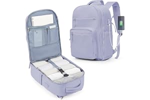 BOXSAM Large Travel Backpack for Women Men, 14 Inch Laptop Backpack Flight Approved Carry on Waterproof Weekender Overnight Bag Casual Daypack with USB Charging Port