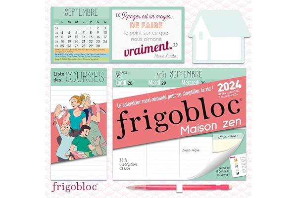Frigobloc Hebdomadaire 2024 Maison zen (de sept. 2023 à déc. 2024)