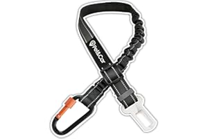SATOHA PET & CAR Cinturón de Seguridad Extensible para arnés de Perro. Previene Lesiones de Mascota pequeña en Coche por su Correa elástica, mosquetón Resistente y Ligero con Cierre de Seguridad (XS - S)