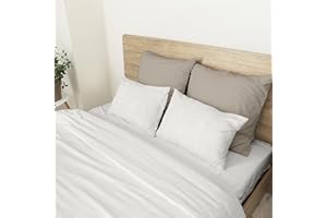 Ruggeri - Completo Letto - Set Lenzuola Matrimoniali con 2 Federe - Made in Italy - 100% Raso di Puro Cotone - Collezione Di Raso in Raso (Quadri Panna)