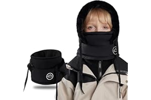 TAGVO Cagoule d'hiver Thermique pour Enfants 4-10 Ans, Multifonctionnel Masque de Ski Cycliste en Laine Polaire Ajustable et Coupe-Vent, Casquette Bonnet Chapeau avec Cache-Cou pour garçons et Filles