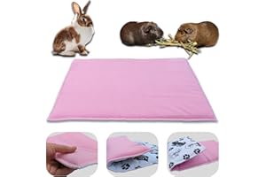 NEO SOLVO Tapis de Jeu en Polaire pour Cochon d'Inde et Lapins - Tout en Un, C'est Une Couverture, Un Tunnel Géant, Une Maison, Un Coussin et Un Lit - 50cm x 60cm - Rose