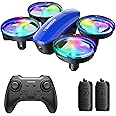 Tomzon A23 Mini Drone for Kids with LED Lights, RC Quadcopter with Altitude Hold, 3D Flip, Headless Mode and 3 Speeds, Kids Drone with 5 Light Modes, 2 Batteries, Toy Gift for Boys and Girls Blue