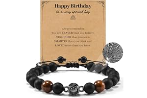 YELUWA Regali per Marito, Figlio, Nipote, Papà, Compleanno, Ti Amo in 100 Lingue Bracciale Regolabile per Uomini Ragazzi Adolescenti