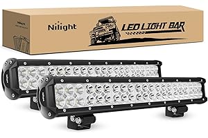 Nilight - NI06A-126W Light Bar 2PCS 20 Inch 126W LED Lights Spot Flood Combo Led Off Road Driving Lights Led Fog Lights Jeep Lights Boat Lighting LED Work Light,2 Years Warranty