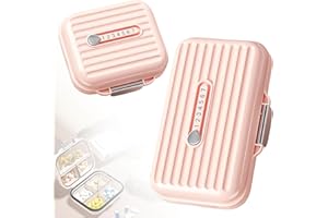 Ptyism 2 Pcs Pill Organiser Travel Case（Large and Small-Pink）Travel Pill Box丨Portable Medicine Box，Travel Pill Organizer Small For Travelling，Storage of Vitamins and Daily use etc