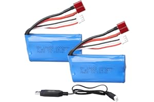 MXJFYY - Paquete de 2 baterías Recargables de Iones de Litio de 7,4 V, 2000 mAh, 14,8 WH, 2S, 20 C, Conector Hembra en T para Coches de Control Remoto, Camiones Todoterreno, saltadores