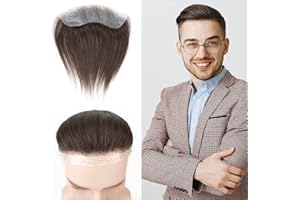 Lordhair Parrucca Uomo PU Frontale,100% Remy Human Hair per Protesi Capelli da Uomo,Toupee European Human Hair Pieces For Men