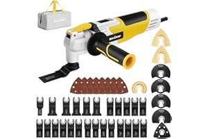 ENVENTOR Narzędzie oscylacyjne 280W, narzędzie wielofunkcyjne o mocy z 42 akcesoriami, 6 prędkości regulowanych 15000-22000 obr./min, kąt oscylacji 3°, do cięcia, szlifowania, polerowania