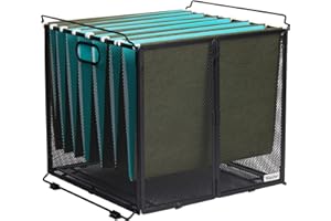 DASHER PRODUCTS Organizer da appendere, formato A4, scatola per cartelle da appendere, in rete metallica nera, scatola per file da appendere, porta cartelle da appendere, contenitore portatile per ufficio, scuola