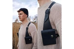 Mooke Sac À Bandoulière sous Les Bras pour Hommes, Portefeuille Antivol en Cuir Médiéval Sac Caché Sac À Aisselle, Sac Tactique Étui pour Téléphone Unisexe