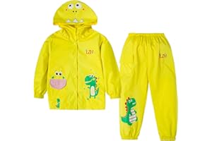 LZH Boys Raincoat Bambini Bambini impermeabili Girls con cappuccio, Pantaloni Giacca Vestito leggero 2 pezzi Set